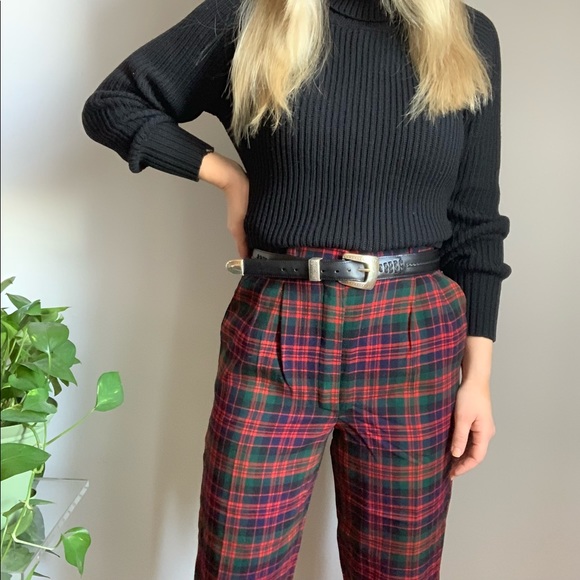 Vintage Pants - Vintage plaid high waist pants sz 26 2/4